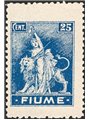 Rijeka 1919 Allegory 25 c. ultramarine blue on Type A paper with 10½ per line No. A38/I Biondi Cert. Cat. € 7,000 (**)