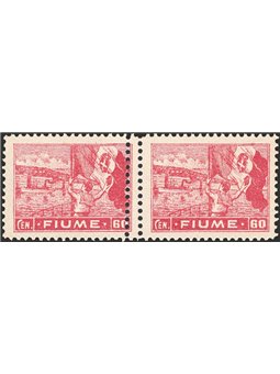Fiume 1919 Allegoria 60 c. carminio su carta tipo "a" con doppia dent. al centro n° A43Pa Cert. Biondi Cat. 1.050 (**)