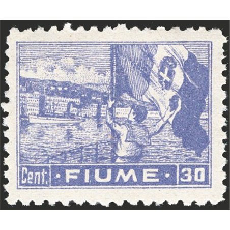 Rijeka 1919 Allegories 30 c. violet 10½ per inch overprinted no. 51/II CiBaFil Cert. Cat. €10,000 (** )