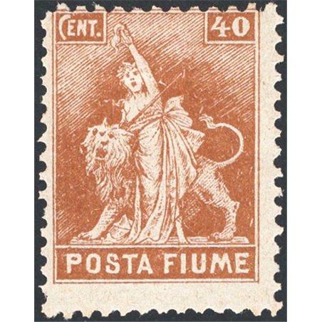 Rijeka 1919 Allegories 40 c. brown “Posta Fiume” no. 52/III CiBaFil certified Cat. €5,000 (*)