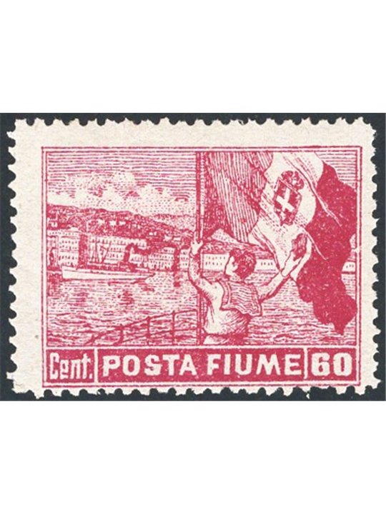 Fiume 1919 Vedute 60 c. carminio "Posta Fiume" dent. 13 n° 52/Ic Cert. CiBaFil Cat. € 2.500 (**)