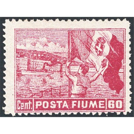 Fiume 1919 Vedute 60 c. carminio "Posta Fiume" dent. 13 n° 52/Ic Cert. CiBaFil Cat. € 2.500 (**)