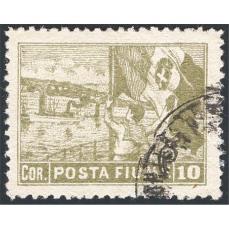 Fiume 1919 Allegorie 10 c. oliva dent. 112¼x13 serie n° 56/Iab Cert. CiBaFil Cat. € 1.250 (U)