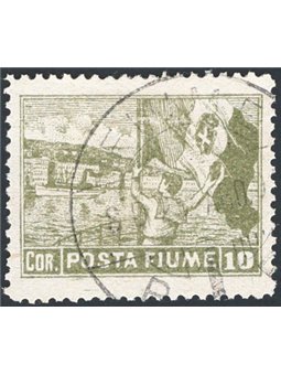 Rijeka 1919 Views 10 c. olive “Posta Fiume” perforation 12¼ no. 56/Ib CiBaFil Cert. Cat. € 2,250 (U)