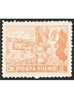 Fiume 1919 Allegorie 1 c. bruno arancio dent. 12¼x12½ combinazione di dentellatura molto rara e non catalogata (n° 58) ma menzio