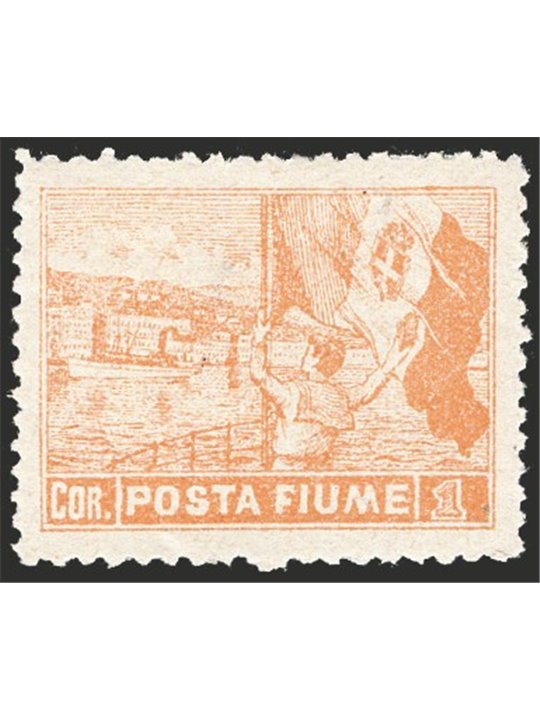 Fiume 1919 Allegorie 1 c. bruno arancio dent. 12¼x12½ combinazione di dentellatura molto rara e non catalogata (n° 58) ma menzio