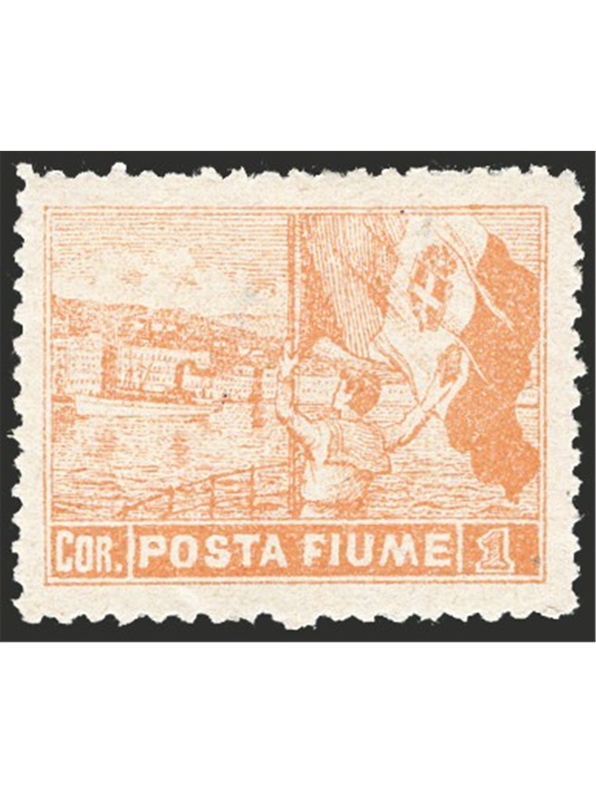 Fiume 1919 Allegorie 1 c. bruno arancio dent. 12¼x12½ combinazione di dentellatura molto rara e non catalogata (n° 58) ma menzio