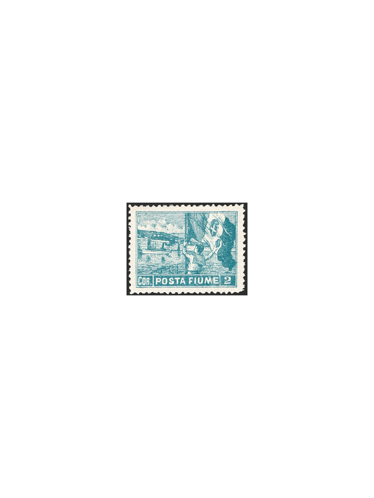 Fiume 1919 Allegorie 2 c. azzurro dent. 12½,combinazione di dentellatura molto rara e non catalogata (n° 59) ma menzionata Cert.