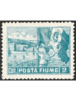 Rijeka 1919 Allegories 2 c. light blue perforation 12¼x12¾ a very rare and unlisted combination of perforations (no. 59) mention