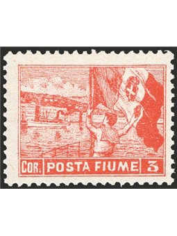 Fiume 1919 Allegorie 3 c. vermiglio dent. 11½ non catalogato (n° 60) Cert. IC (**)