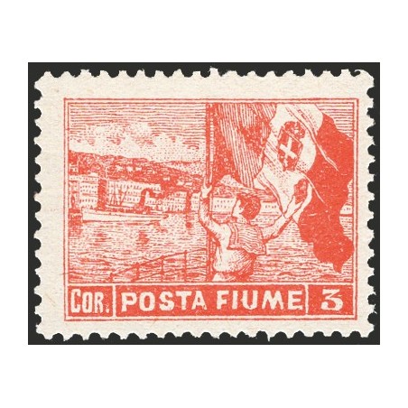 Fiume 1919 Allegorie 3 c. vermiglio dent. 11½ non catalogato (n° 60) Cert. IC (**)