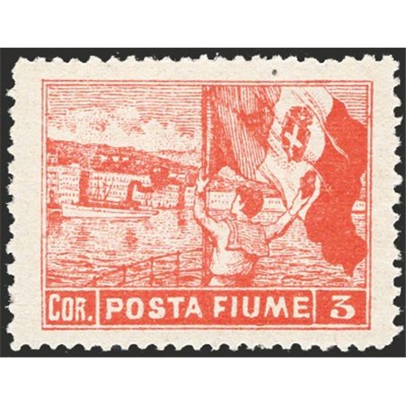 Rijeka 1919 Allegories 3 c. vermilion perforated 13¼x12½ – a very rare and unlisted perforation combination (no. 60) but mention