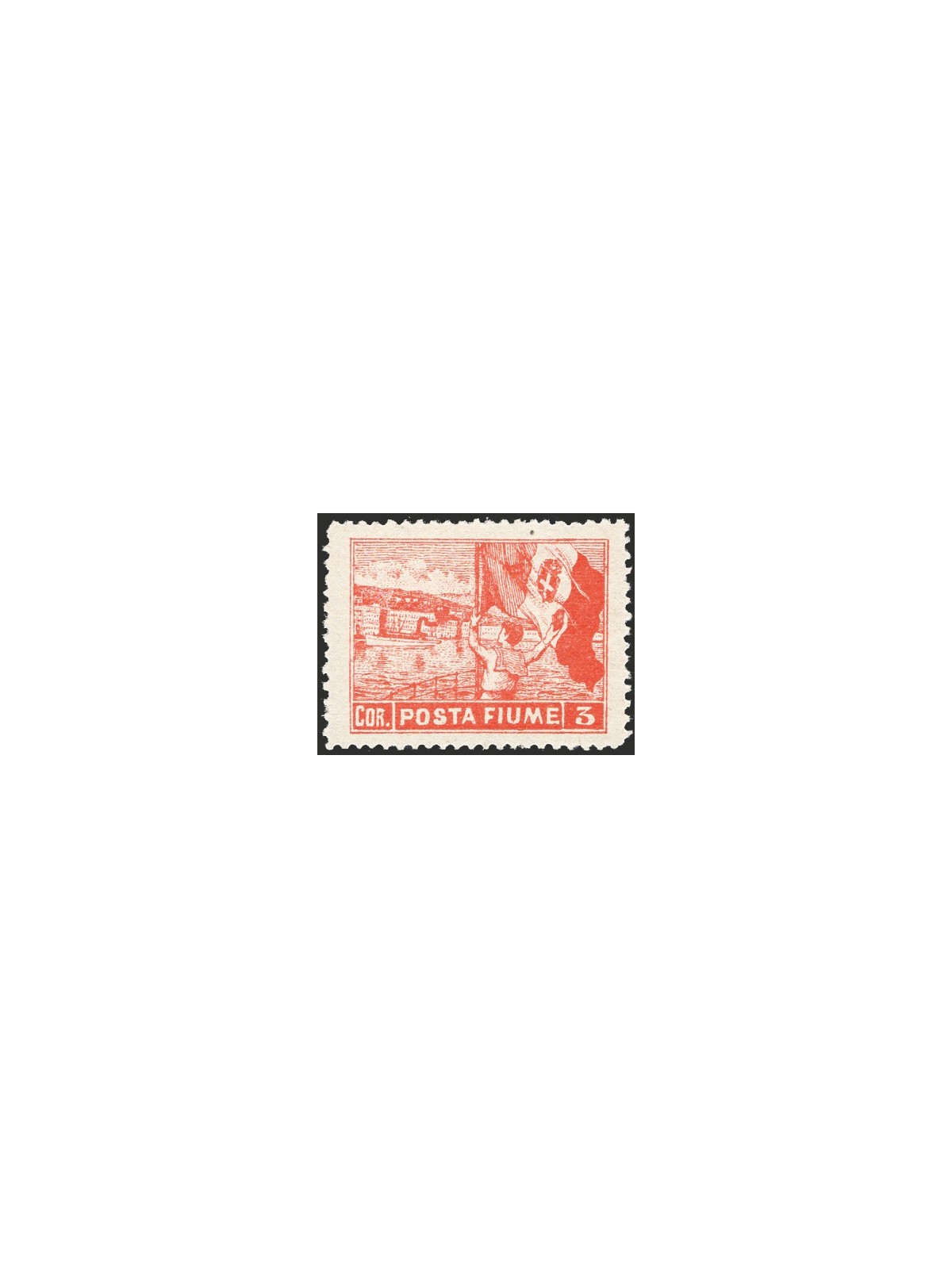 Fiume 1919 Allegorie 3 c. vermiglio dent. 13¼x12½ combinazione di dentellatura molto rara e non catalogata (n° 60) ma menzionata