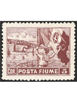 Rijeka 1919 Allegories 5 c. brown perforated 12¼x12¾ – a very rare and unlisted perforation combination (no. 61) but mentioned i