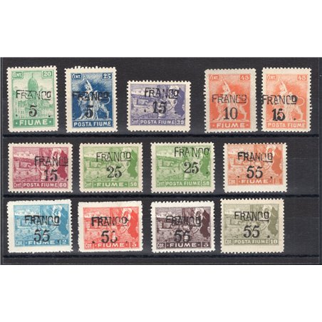 Rijeka 1919 Allegories and overprinted views series no. 75/87 certified by Biondi catalogue price €450 (**)