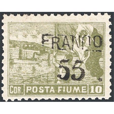 Rijeka 1919/20 Overprinted views 55 c. on 10 c. olive perforation 10½ no. 87/I. Signed Chia ED certified by CiBaFil catalogue pr