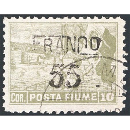 Fiume 1919/20 Vedute soprast. 55 c. su 10 c. oliva dent. 10½ n° 87/I Cert. CiBaFil Cat. € 2.000 (U)