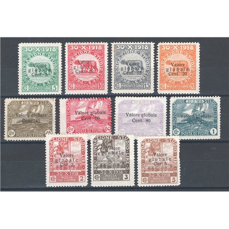 Fiume 1919 Fondazione Studio soprast. serie n° 88/98 Cat. 80 (*)