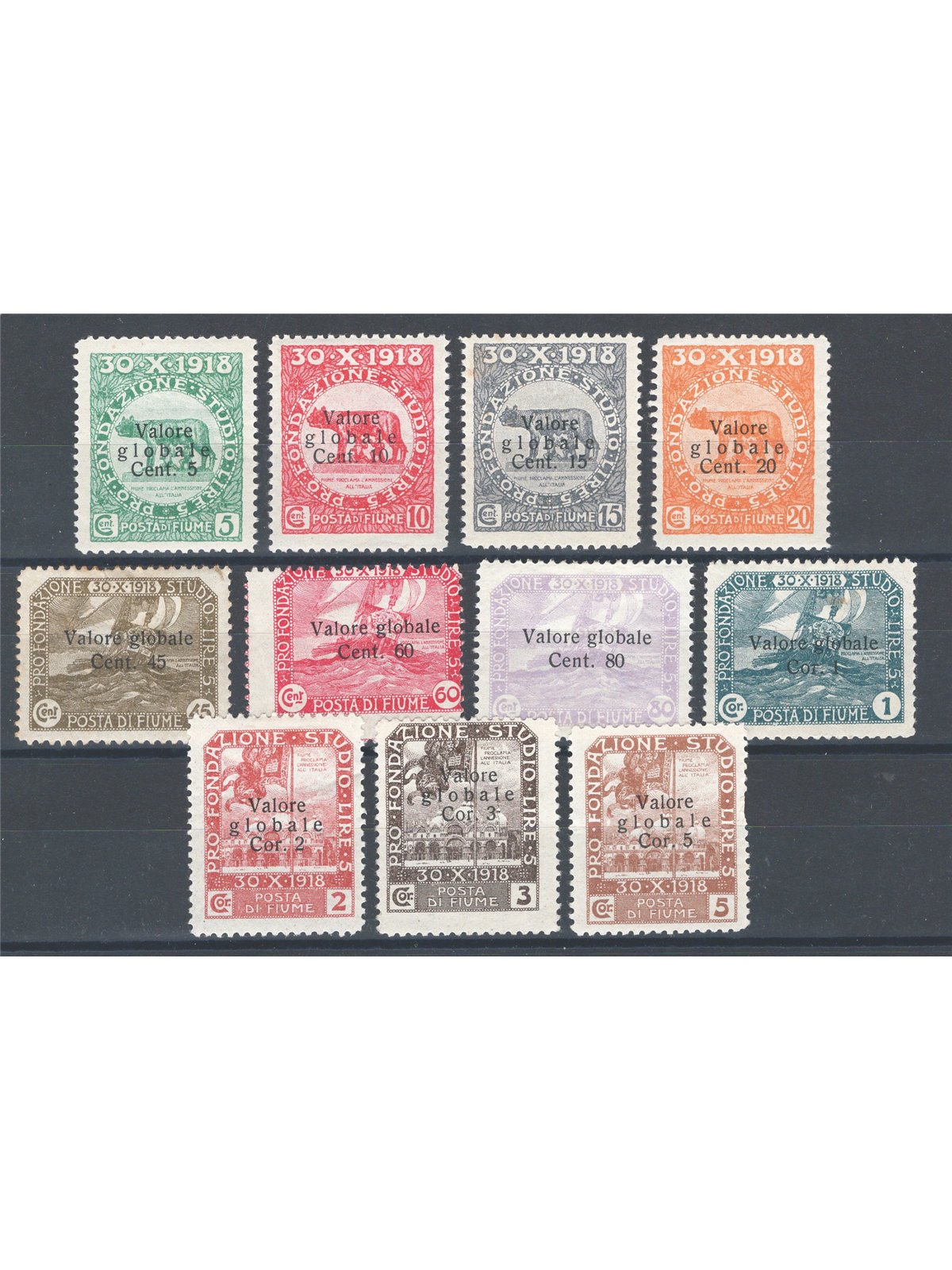 Fiume 1919 Fondazione Studio soprast. serie n° 88/98 Cat. 80 (*)