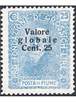 Rijeka 1920 Dr. Grossich 25 c. milky blue overprint no. 103b Biondi Cert. Cat. 2,250 (**)