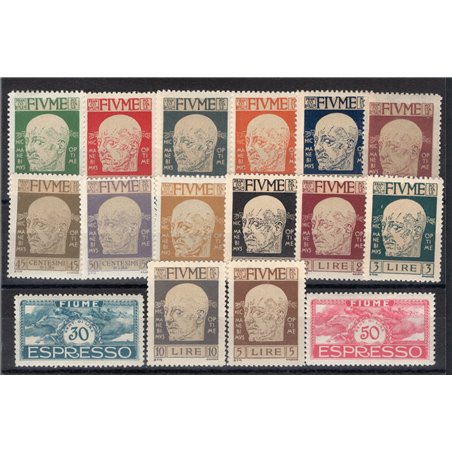 Fiume 1920 Effigie di G. D'annunzio e Cavalieri (espressi) serie n° 113/26 + Ex 1/2 Cert. Biondi Cat. 1.150 (**)