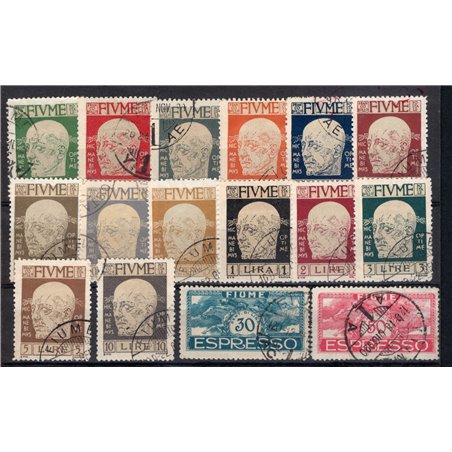 Fiume 1920 Effigie di G. D'annunzio e Cavalieri (espressi) serie n° 113/26 + Ex 1/2 Cert. CiBaFil Cat. 420 (U)