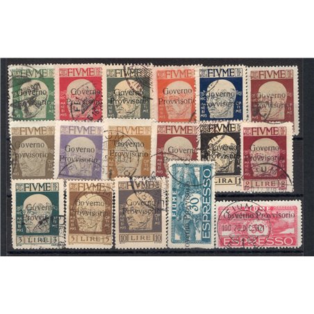 Fiume 1921 D'Annunzio e Cavalieri serie n° 149/63 + Ex 5/6 Cert. Biondi Cat. € 900 (U)