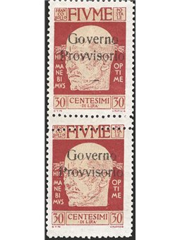 Fiume 1921 Stamps from the G. D’Annunzio effigy series with the overprint “Provisional Government” 30 c. reddish-brown vertical 