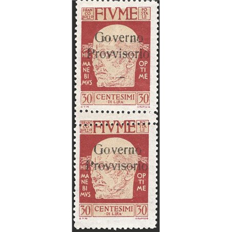 Fiume 1921 Stamps from the G. D’Annunzio effigy series with the overprint “Provisional Government” 30 c. reddish-brown vertical 