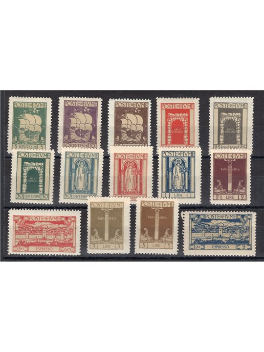 Fiume 1923 San Vito series No. 190/201 + Ex 7/8 certified by Biondi Cat. €825 (**)