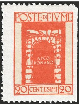 Fiume 1923 San Vito 20 c. vermilion imperforated on the right no. 193gb Cat. €320 (*)