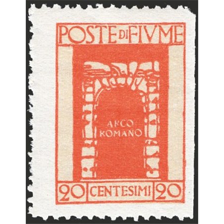 Fiume 1923 San Vito 20 c. vermilion imperforated on the right no. 193gb Cat. €320 (*)