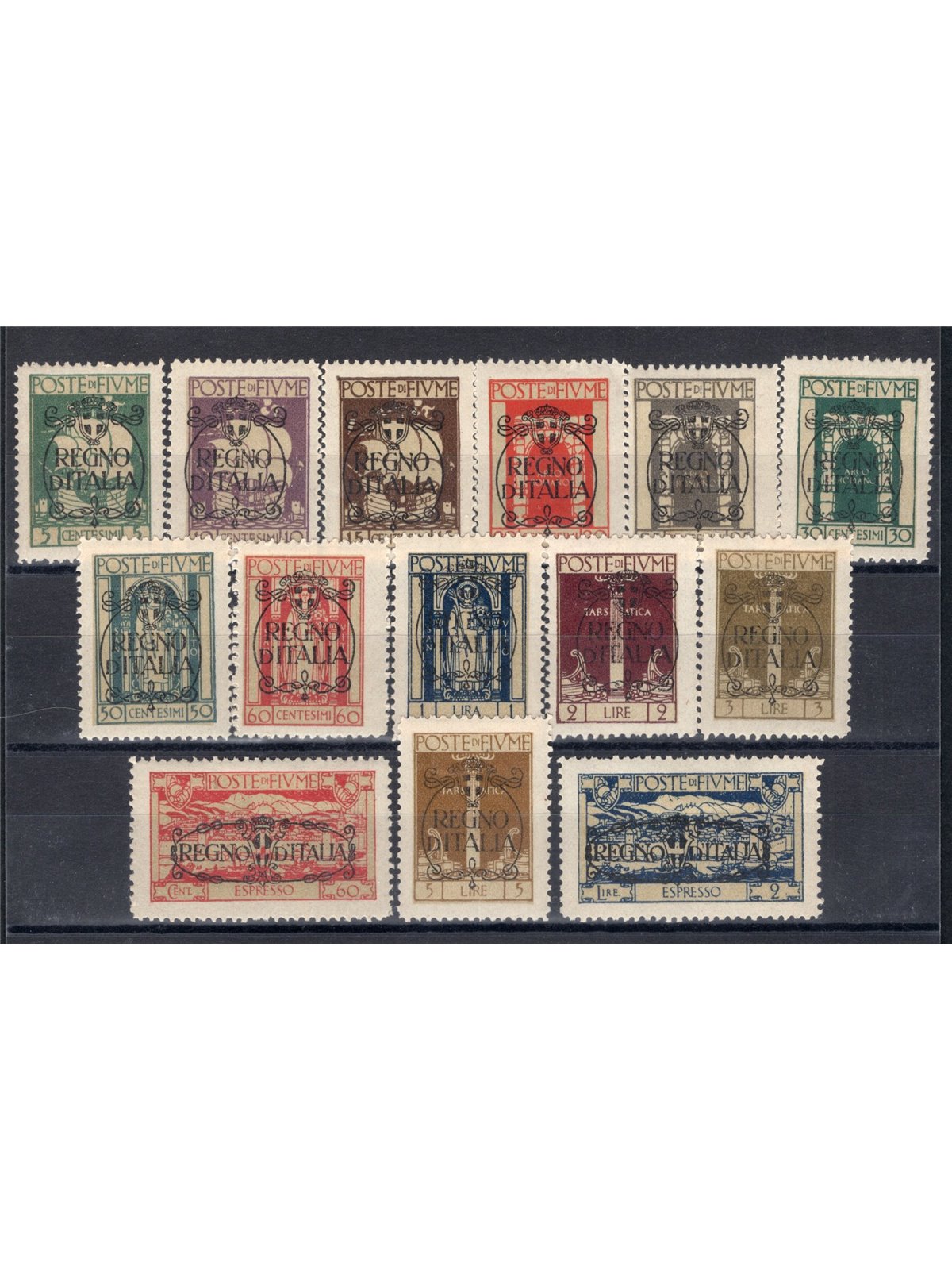 Fiume 1924 San Vito overprint serial no. 202/13 + Ex 9/10 Cat. € 110 (*)