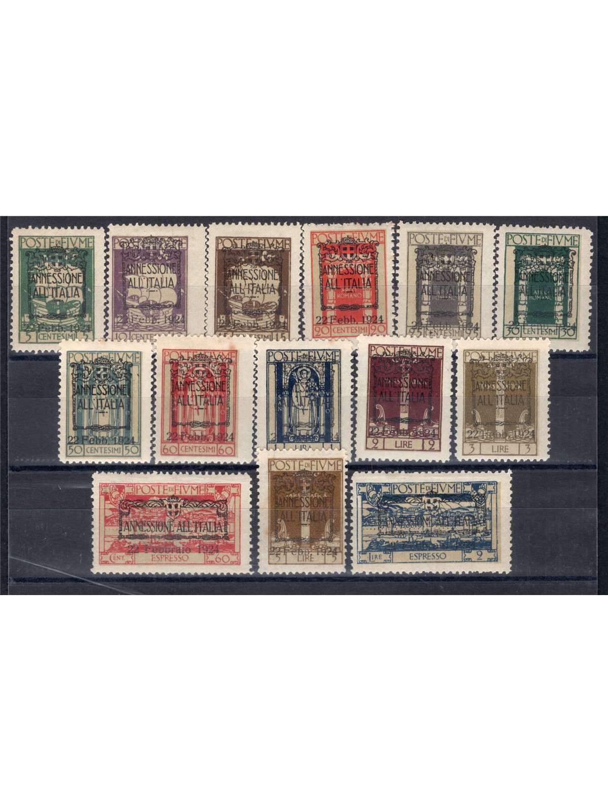 Rijeka 1924 San Vito overprint serial no. 214/25 + Ex 11/12 Cat. €110 (*)