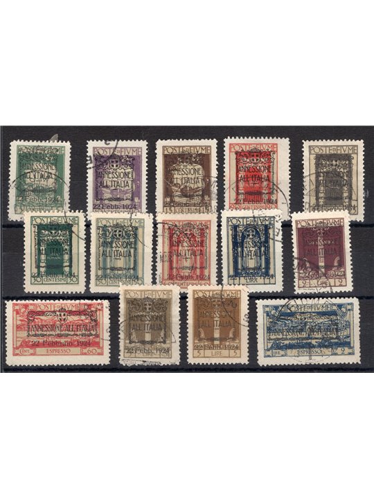 Rijeka 1924 S. Vito series no. 214/25 + Ex 11/12 Cat. € 1,300 (U)
