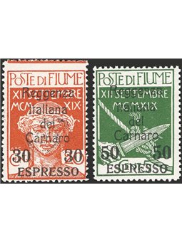 Fiume 1920 Espressi Reggenza Italiana del Carnaro con soprast. "Espresso" e nuovo valore 30 su 20 ocra e 50 su 5 verde n° 3/4 Ce