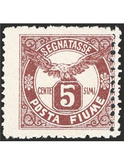 Fiume 1918/19 Segnatasse Aquila 5 c. bruno con doppia dent. a destra non catalogato (n° 14) (*)
