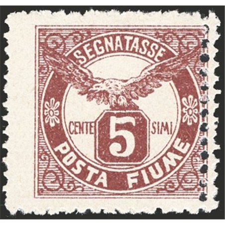 Fiume 1918/19 Segnatasse Aquila 5 c. bruno con doppia dent. a destra non catalogato (n° 14) (*)