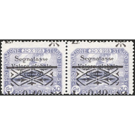 Fiume Tax Stamp 1921 Foundation L. 0.40 on 80 c. violet with overprint strongly shifted downwards figures straddling the stamp n