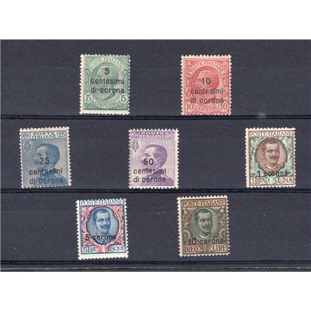 Dalmazia 1919/22 Soprast. serie n° 2/8 Cert. CiBaFil Cat. € 600 (**)