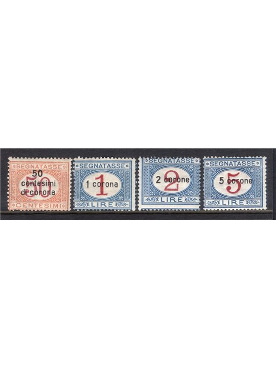 Dalmazia 1922 Segnatasse soprast. serie n° 1/4 Cat. € 260 (*)
