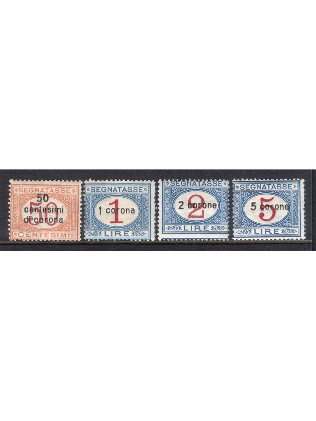 Dalmazia 1922 Segnatasse soprast. serie n° 1/4 Cat. € 260 (*)