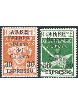 Arbe 1920 Express post Regency of Carnaro overprint no. 1/2. CiBaFil certificate. Cat. €3. 200 (**)