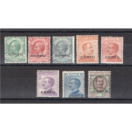 Corfù Occup. Militare Italiana 1923 Soprast. serie n° 1/8 Cert. CiBaFil Cat. € 325 (**)