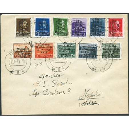 Albania 1928 Assemblea Costituente su su lettera filatelica da Tirana per Napoli serie n° 1/11 Cert. CiBaFil Cert. Biondi Cat. €