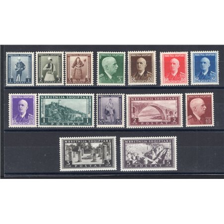 Albania 1939/40 Ordinaria serie n° 16/29 Cert. CiBaFil Cat. € 800 (**)