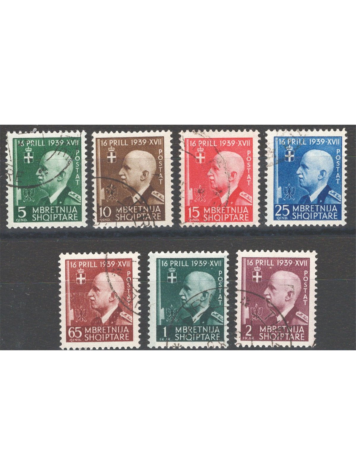 Albania 1942 Italian-Albanian Union series no. 30/36 Cat. €225 (U)