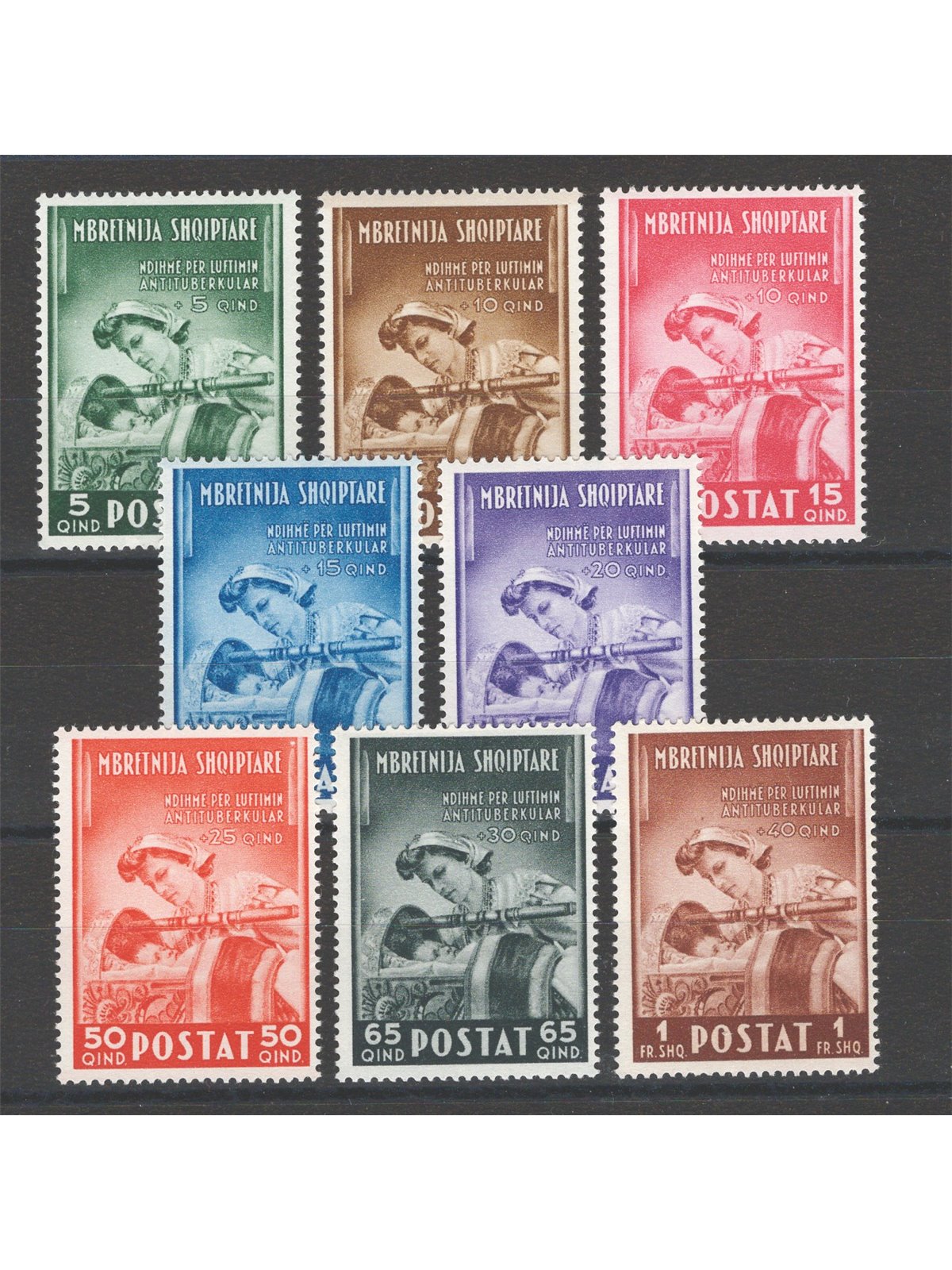 Albania 1943 Anti-Tuberculosis series no. 38/45 Cat. €75 (* *)
