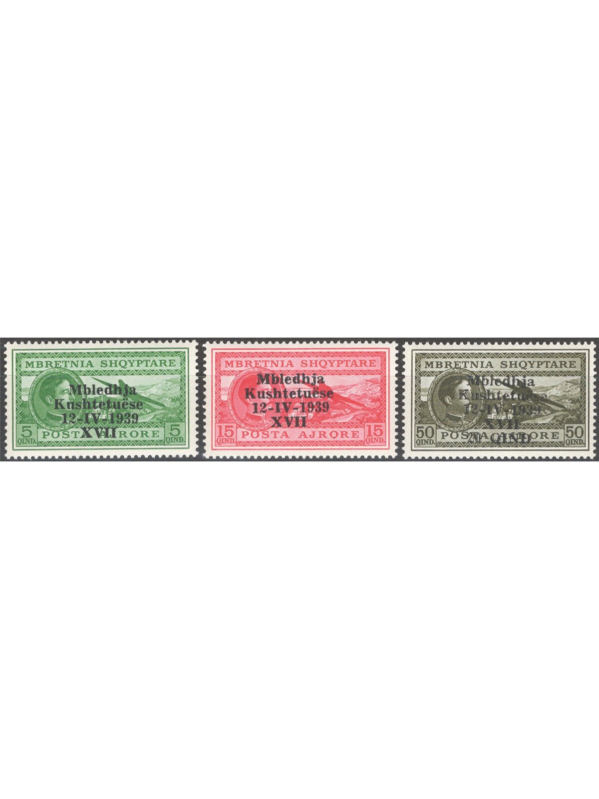 Albania 1939 P.A. Constituent Assembly series no. 1/3 Cat. €75 (**)
