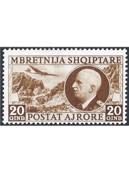 Albania 1939 P.A. Victor Emmanuel 20 q. brown no. 4 CiBaFil Cert. Cat. €375 (**)